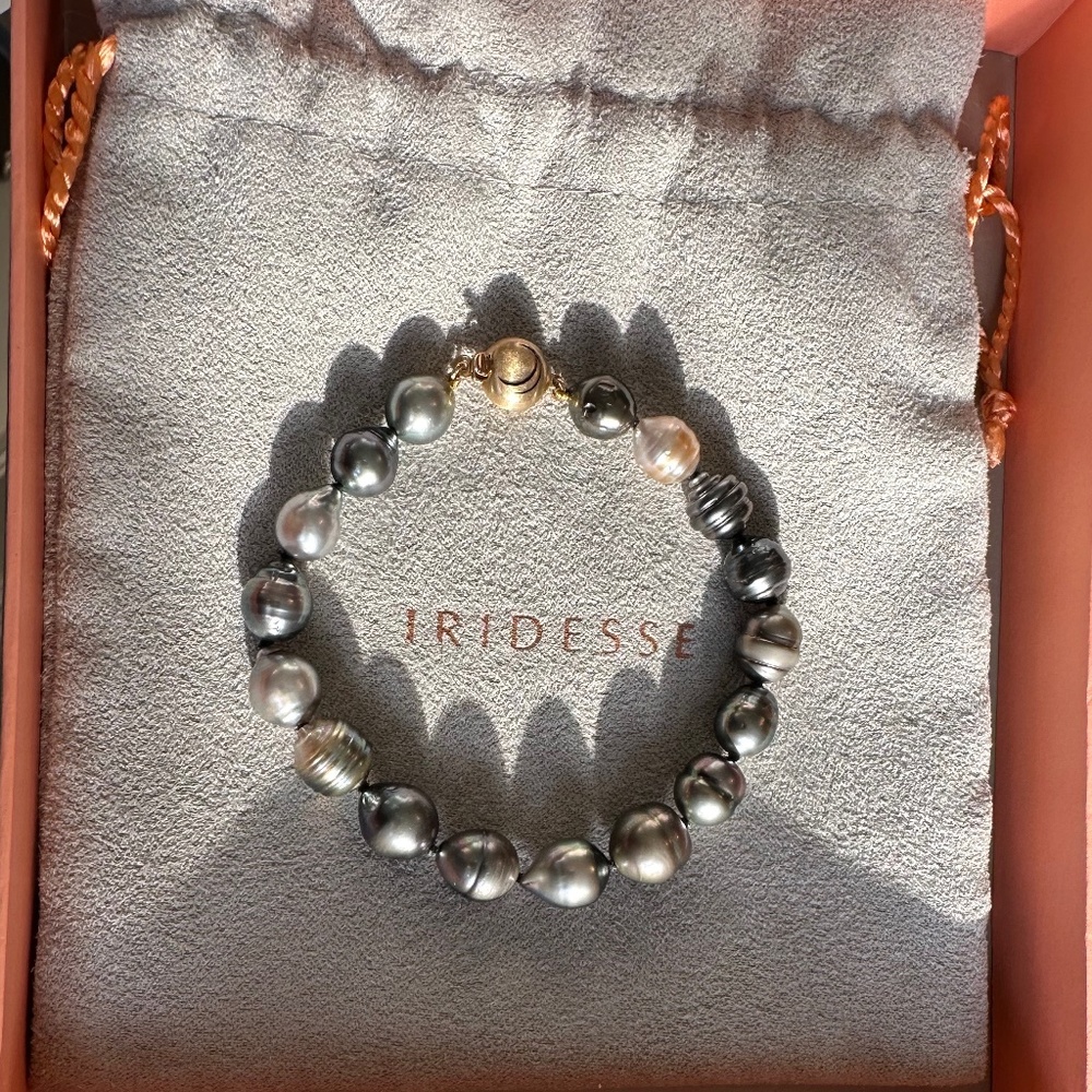 Designer Tiffany & Co IRIDESSE 14K Yellow Gold Tahitian Baroque Pearl Bracelet